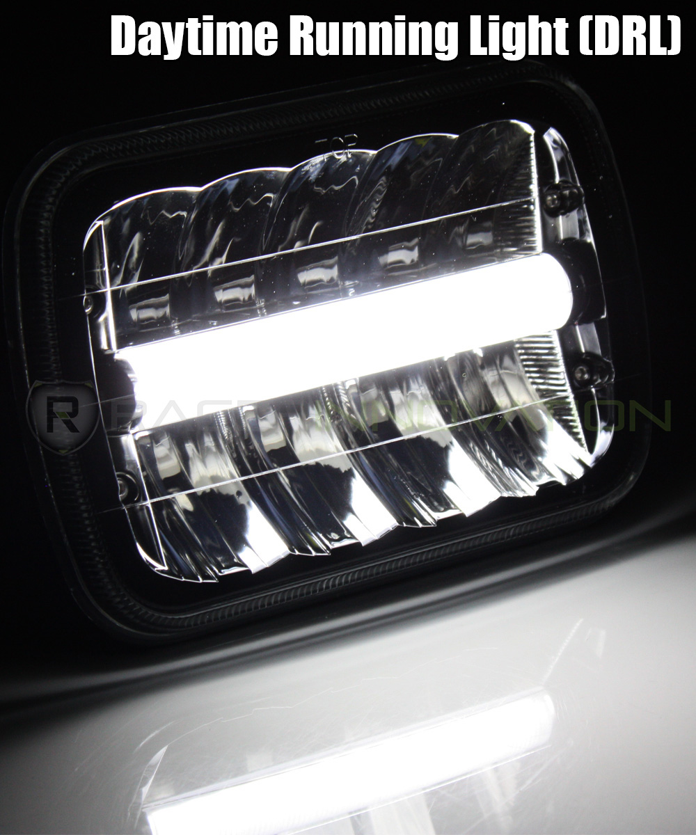 7x6 H6014//H6052//H6054 Chrome 55W LED DRL Bar Sealed Beam Glass Lens Headlights