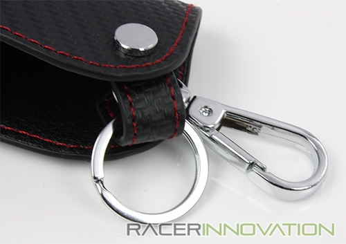 PVC Carbon Fiber Look Red Stitch JDM Style Car Remote Key Chain Holder Fob Case - Picture 7 of 7
