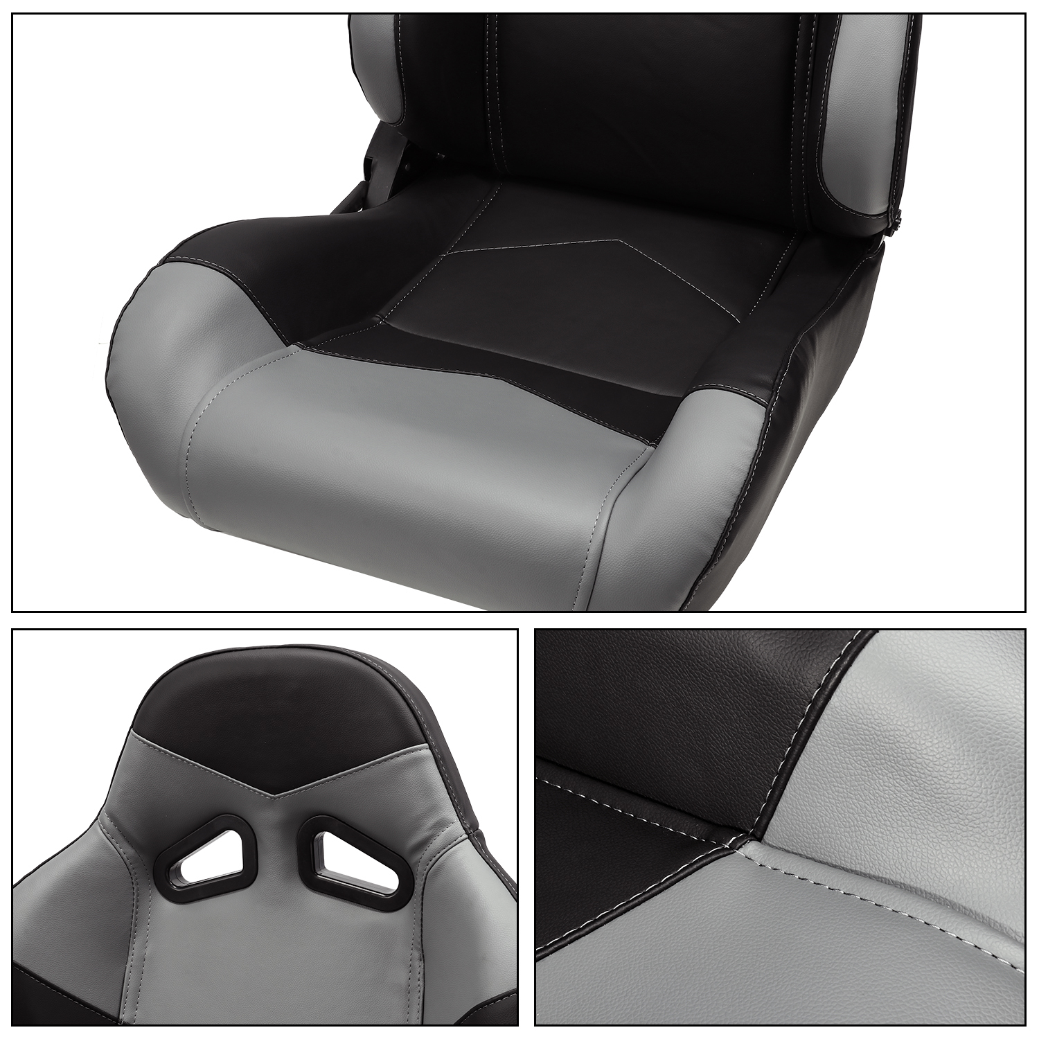 2 x Universal Black/Grey PVC Leather Left/Right JDM Racing Bucket Seats + Slider eBay